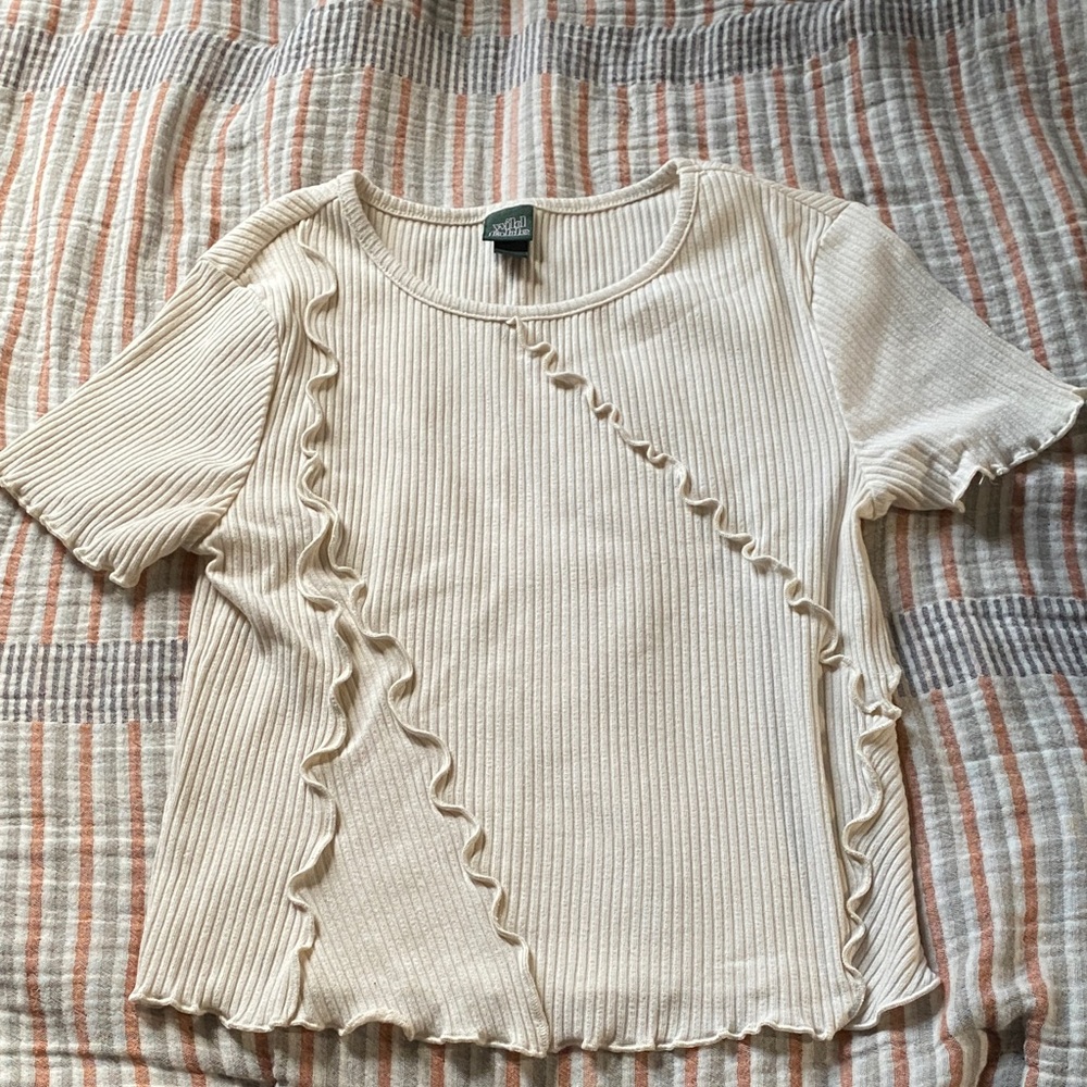 Wild Fable Cream Ruffled Crop Top